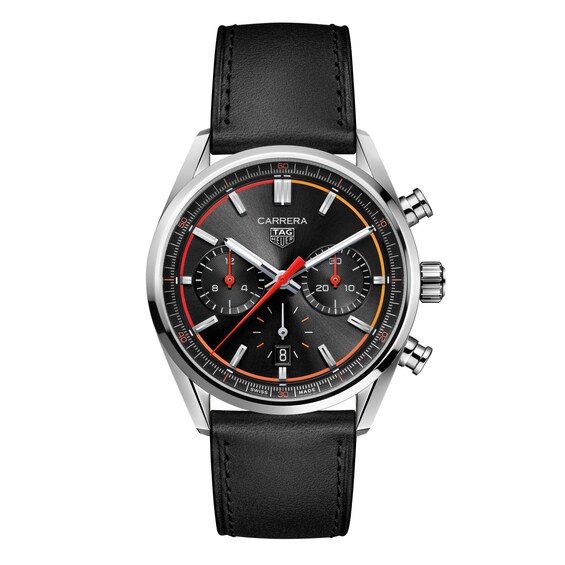 TAG Heuer Carrera Men’s Black Leather Strap Watch