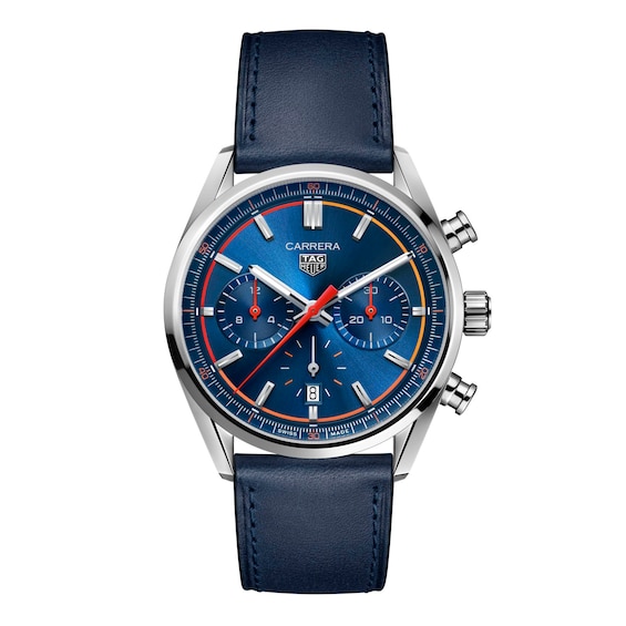 TAG Heuer Carrera Men’s Blue Leather Strap Watch