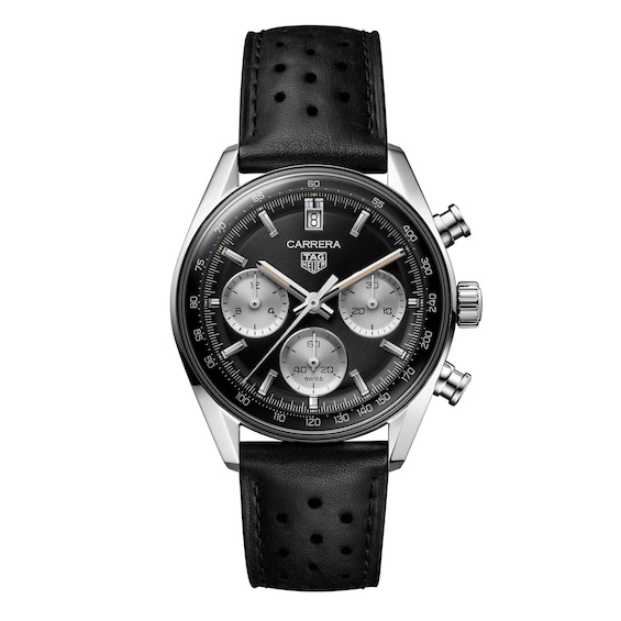 TAG Heuer Carrera Men’s Black Leather Strap Watch