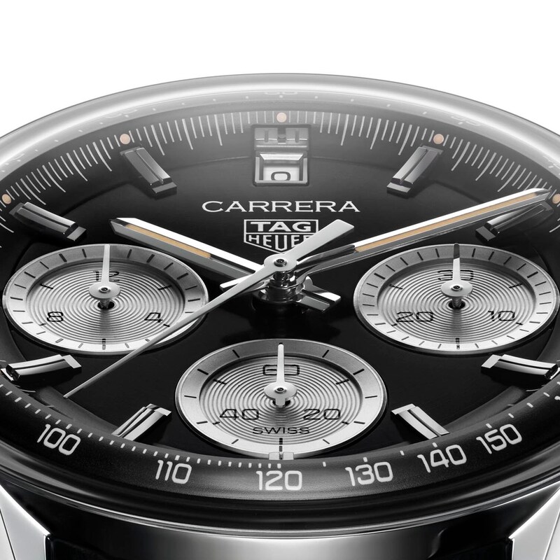 TAG Heuer Carrera Men's Black Calfskin Leather Strap Watch