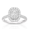 Thumbnail Image 1 of Engagement Ring Platinum 1ct Total Diamond Emerald Cut Double Halo Ring
