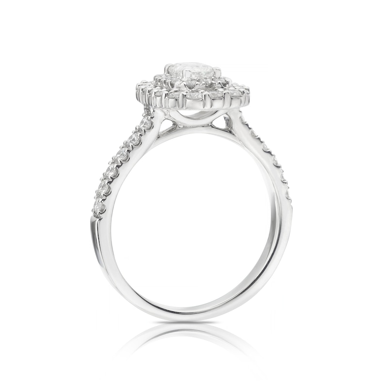 Main Image 3 of Engagement Ring Platinum 1ct Total Diamond Emerald Cut Double Halo Ring