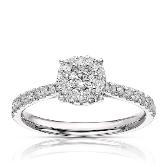 Engagement Ring Platinum Round Cluster 0.50ct Diamond Ring