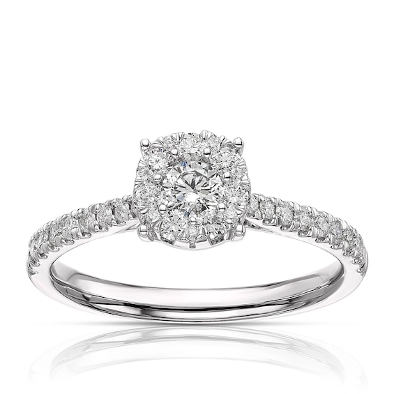 Platinum 0.50ct Total Diamond Round Cluster Ring