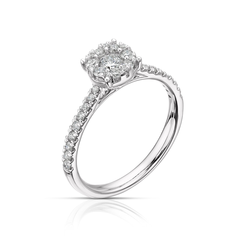 Main Image 2 of Platinum 0.50ct Total Diamond Round Cluster Ring