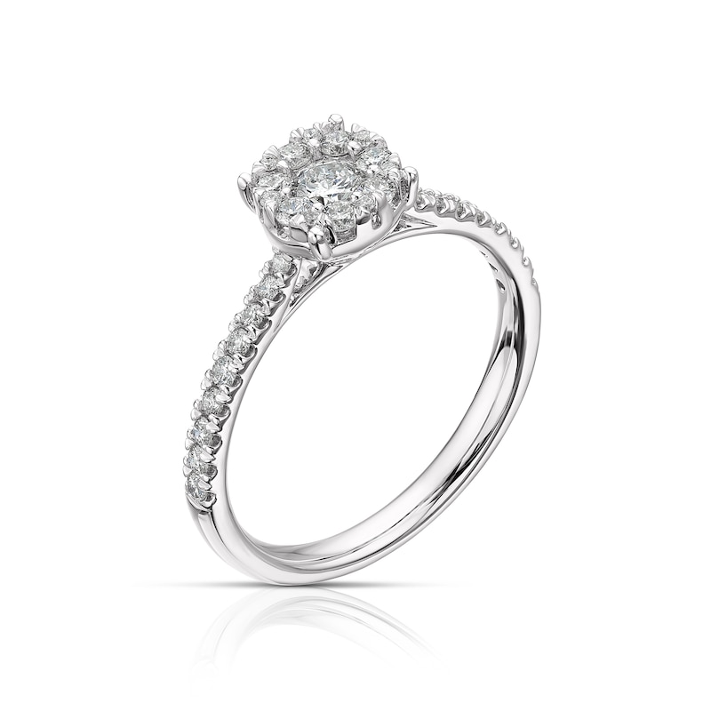 Platinum 0.50ct Total Diamond Round Cluster Ring