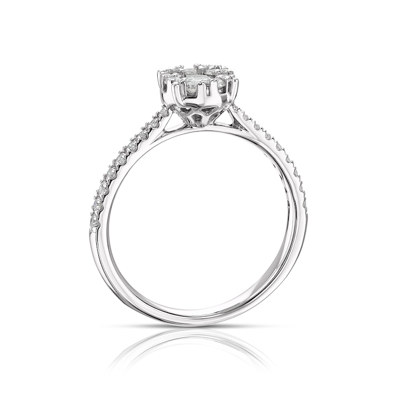 Platinum 0.50ct Total Diamond Round Cluster Ring