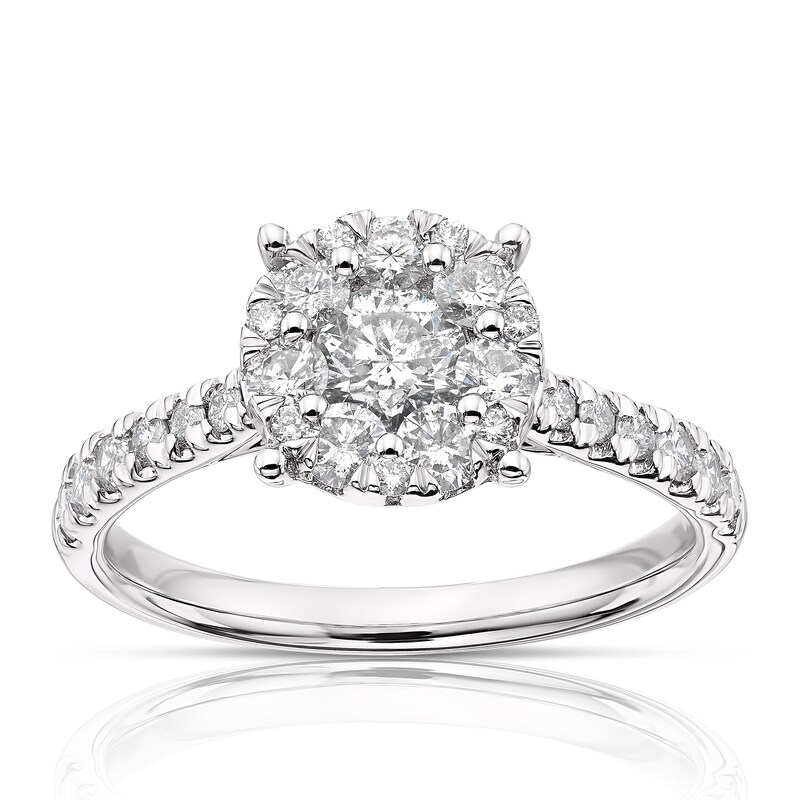 Platinum 1ct Total Diamond Round Cluster Ring