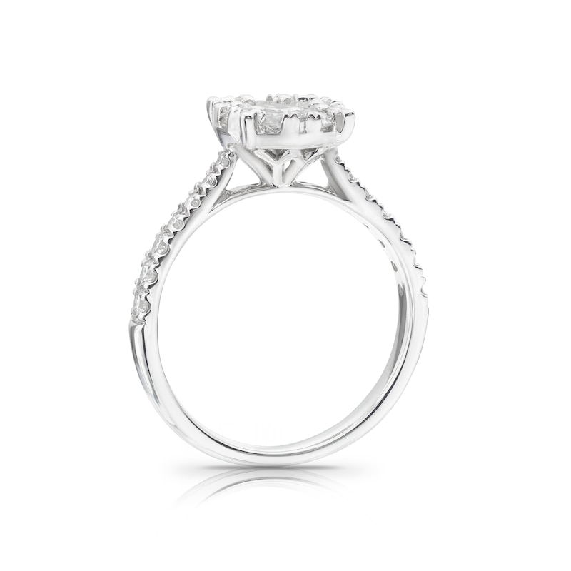 Platinum 1ct Total Diamond Round Cluster Ring