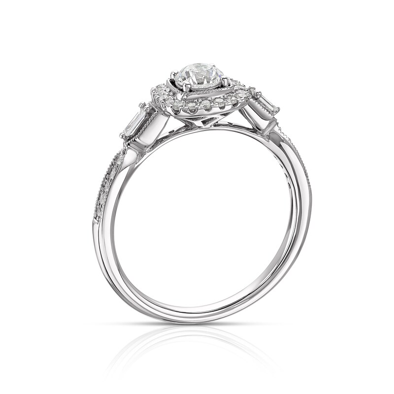 Main Image 3 of Engagement Ring 9ct White Gold 0.50ct Total Diamond Cushion Halo Ring