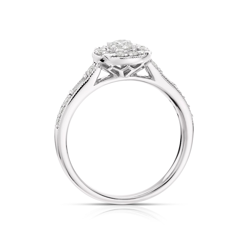 Main Image 3 of Engagement Ring 9ct White Gold 0.50ct Total Diamond Round Halo Ring