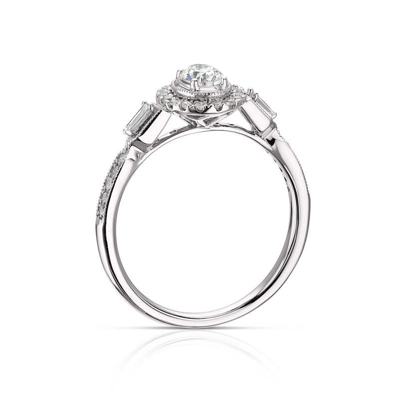 9ct White Gold 0.50ct Total Diamond Oval Halo Ring