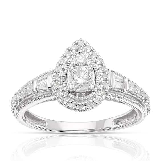 9ct White Gold 0.50ct Total Diamond Pear Cluster Ring