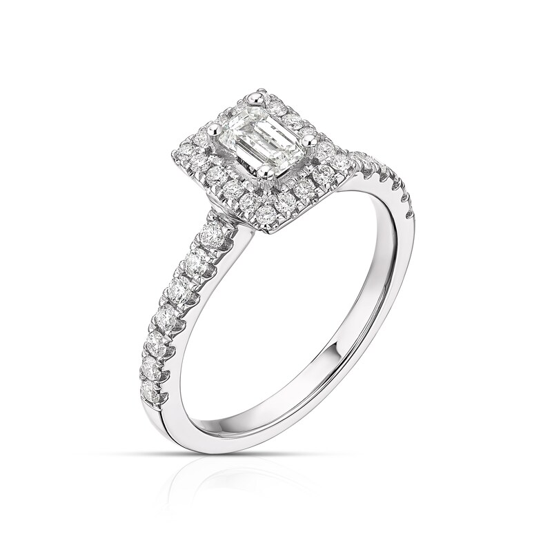 Vera Wang 18ct White Gold 0.69ct Diamond Emerald Cut Ring