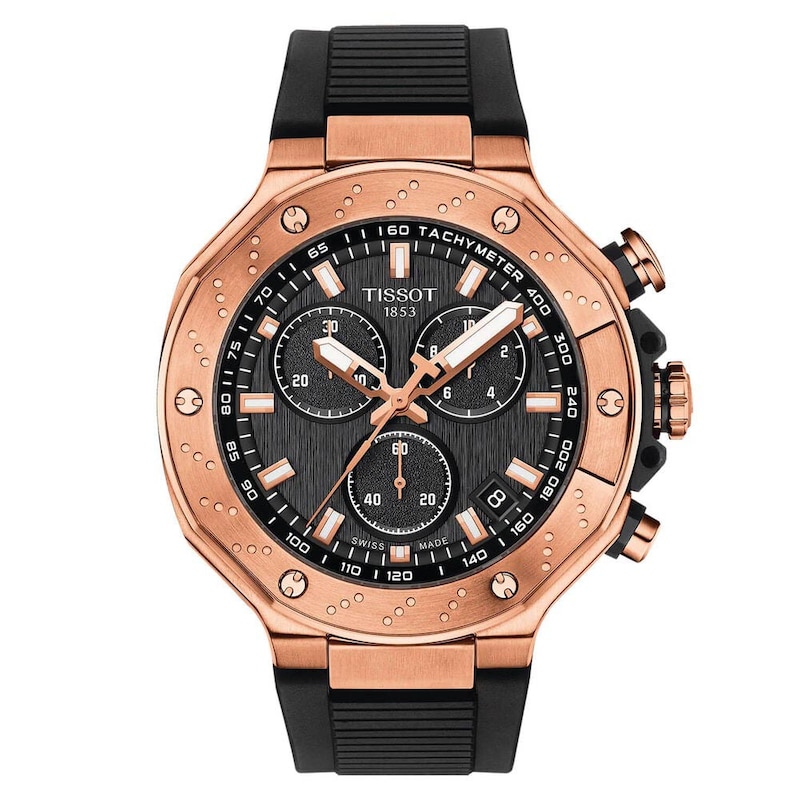 Tissot T-Race Men's Rose Gold-Tone & Black Rubber Strap Watch