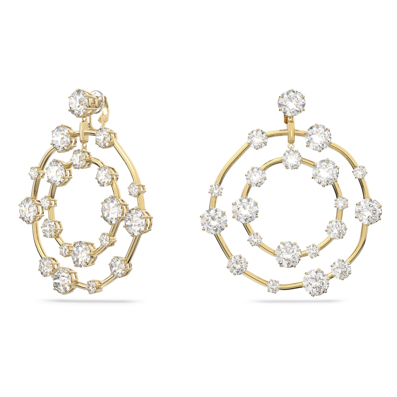 Swarovski Constella Gold-Tone Crystal Bow Clip Earrings