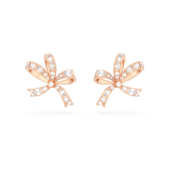 Swarovski Volta Rose Gold Tone Crystal Bow Clip Earrings