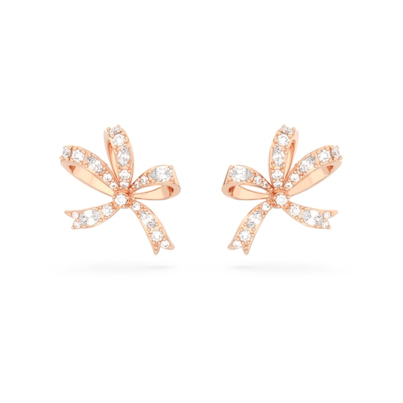 Swarovski Volta Rose Gold Tone Crystal Bow Clip Earrings