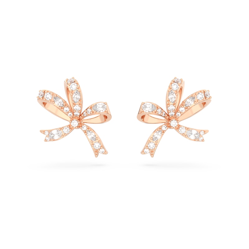 Swarovski Volta Rose Gold-Tone Crystal Bow Clip Earrings