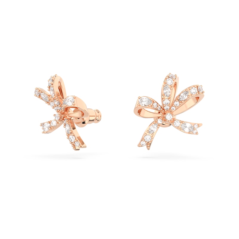 Swarovski Volta Rose Gold-Tone Crystal Bow Clip Earrings