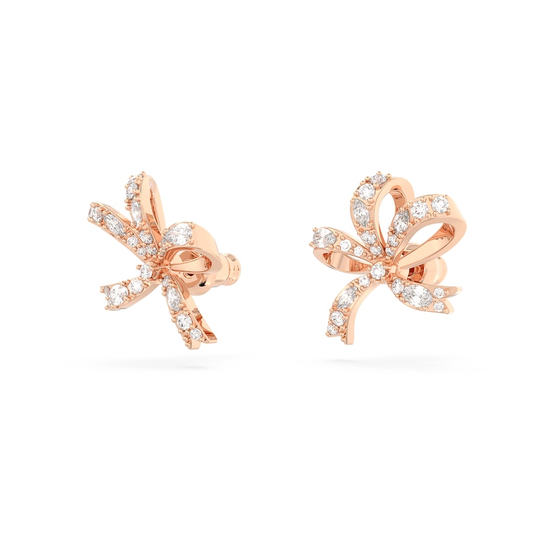 Swarovski Volta Rose Gold-Tone Crystal Bow Clip Earrings