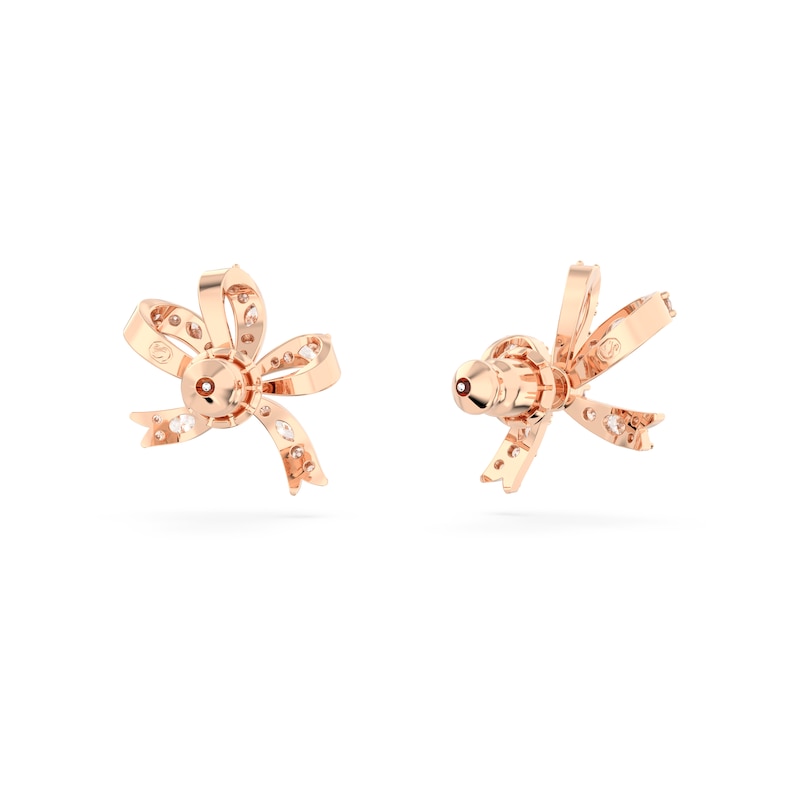 Swarovski Volta Rose Gold-Tone Crystal Bow Clip Earrings