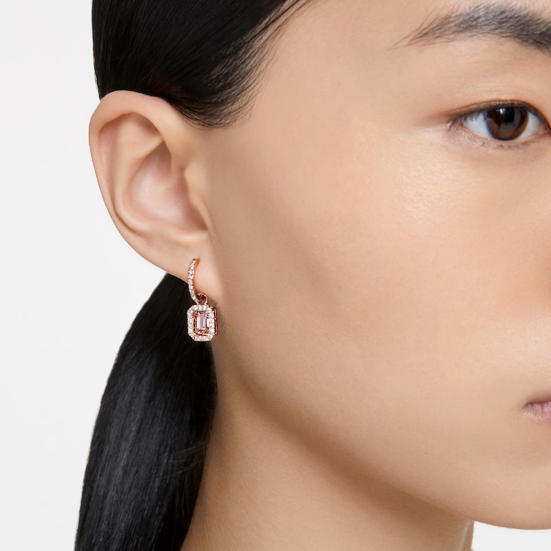 Swarovski Dextera Rose Gold-Tone Crystal Octagonal Drop Earrings