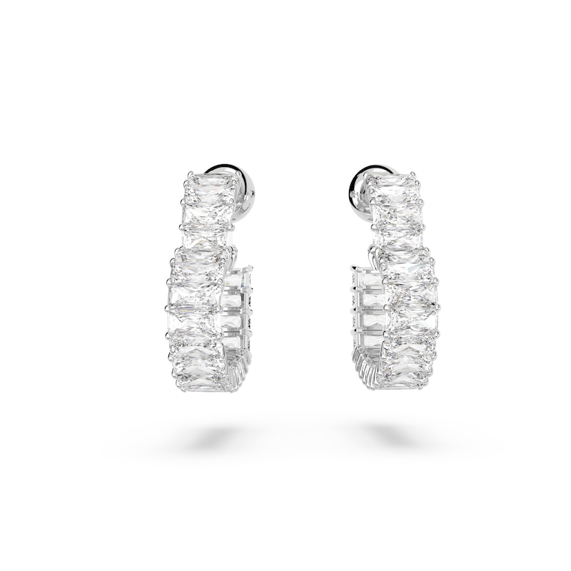 Swarovski Matrix Silver-Tone Crystal Heart Earrings