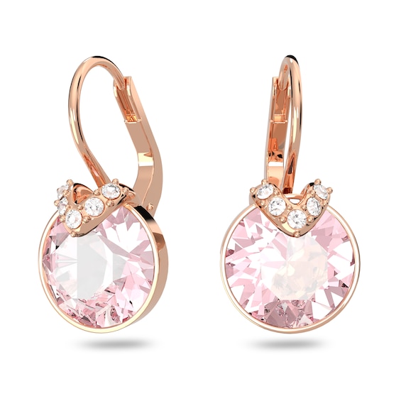 Swarovski Rose Gold Tone Pink Crystal Pave Earrings