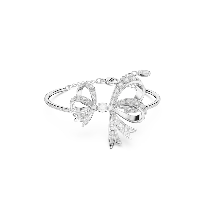 Main Image 1 of Swarovski Volta Rhodium Plated Crystal Bow Bangle