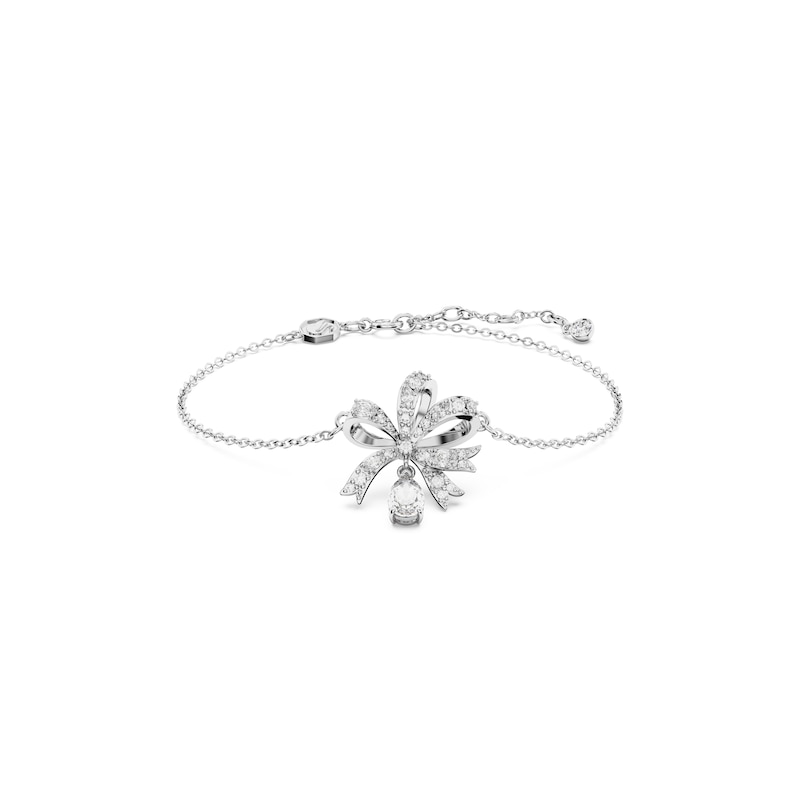 Swarovski Volta Rhodium Plated Pear Crystal Bow Bracelet