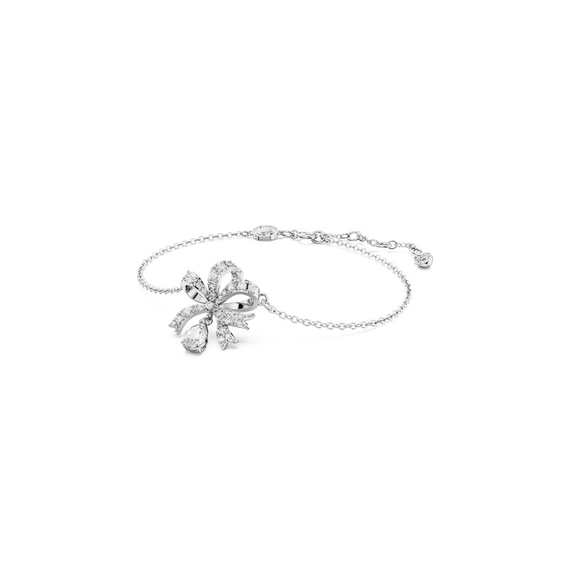 Swarovski Volta Rhodium Plated Pear Crystal Bow Bracelet