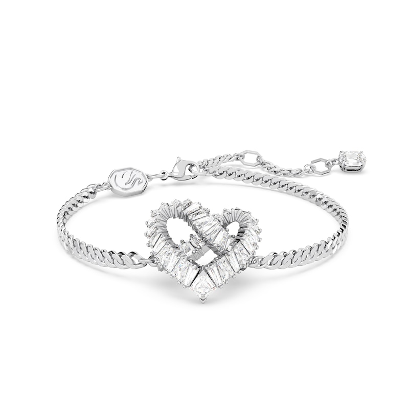 Swarovski Rhodium Plated 7 Inch Crystal Pavé Cut Bracelet