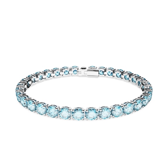 Swarovski Matrix Blue Crystal Baguette Cut 7 Tennis Bracelet