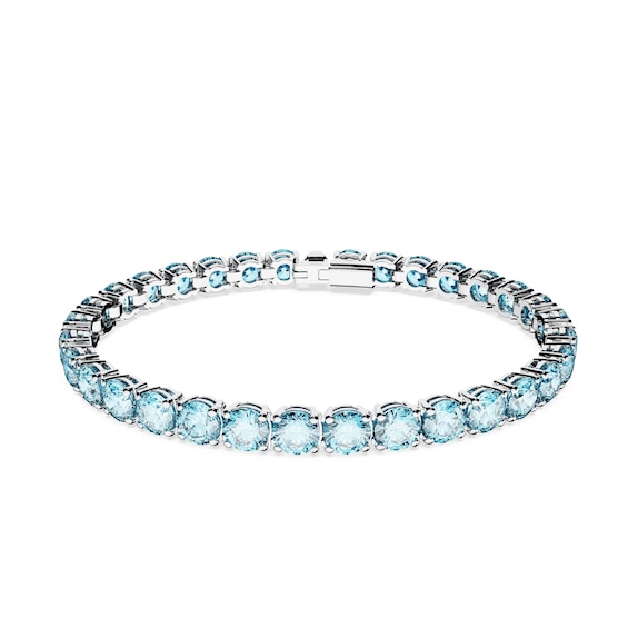 Swarovski Matrix Blue Crystal Baguette Cut Tennis Bracelet