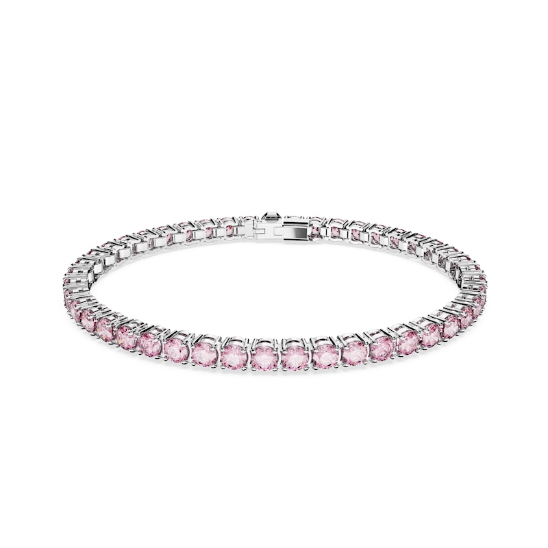 Swarovski Matrix Pink Crystal Baguette Cut 7 Inch Tennis Bracelet