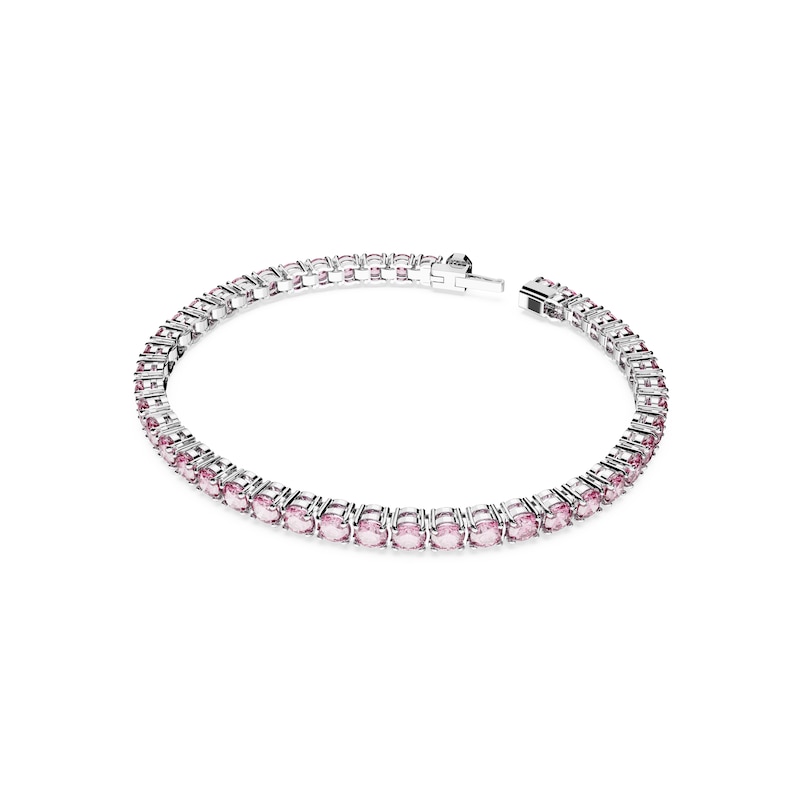 Swarovski Matrix Pink Crystal Baguette Cut Tennis Bracelet | Ernest Jones