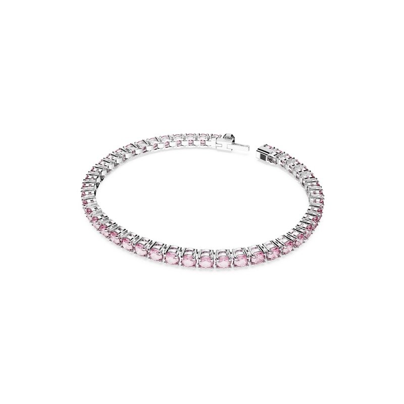 Swarovski Matrix Pink Crystal Baguette Cut Tennis Bracelet | Ernest Jones