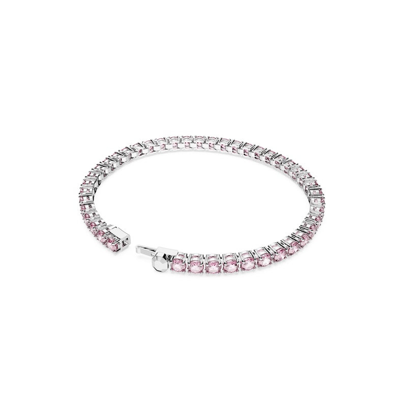 Swarovski Matrix Pink Crystal Baguette Cut 7 Inch Tennis Bracelet