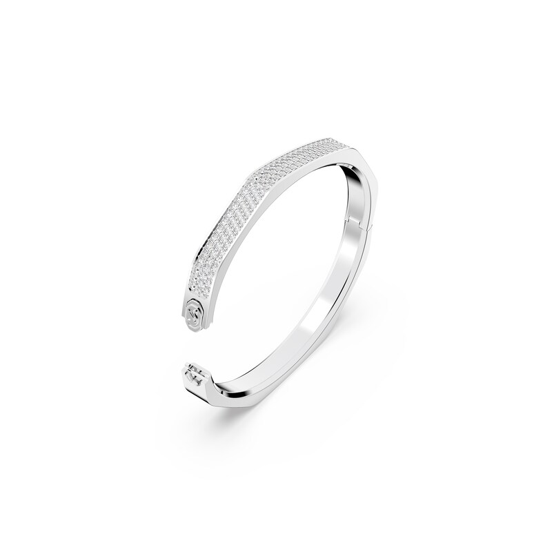 Swarovski Dextera Rhodium Plated Crystal Octagonal Bangle