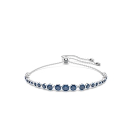 Swarovski Emily Rhodium Plated Blue Crystal Slider Bracelet