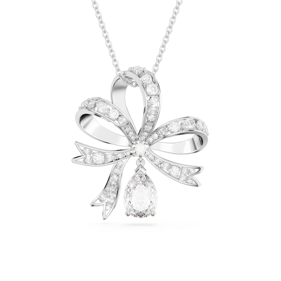 Swarovski Volta Pink Crystal Pear Bow Pendant