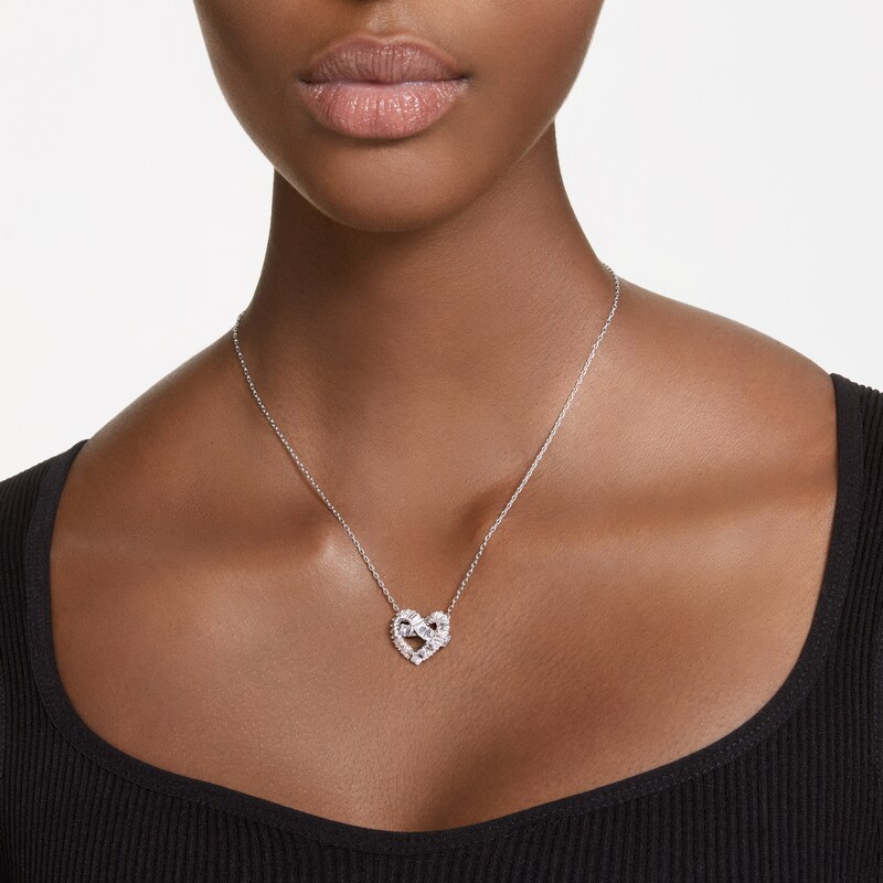 Swarovski Matrix Rhodium Plated Heart Crystal Pendant