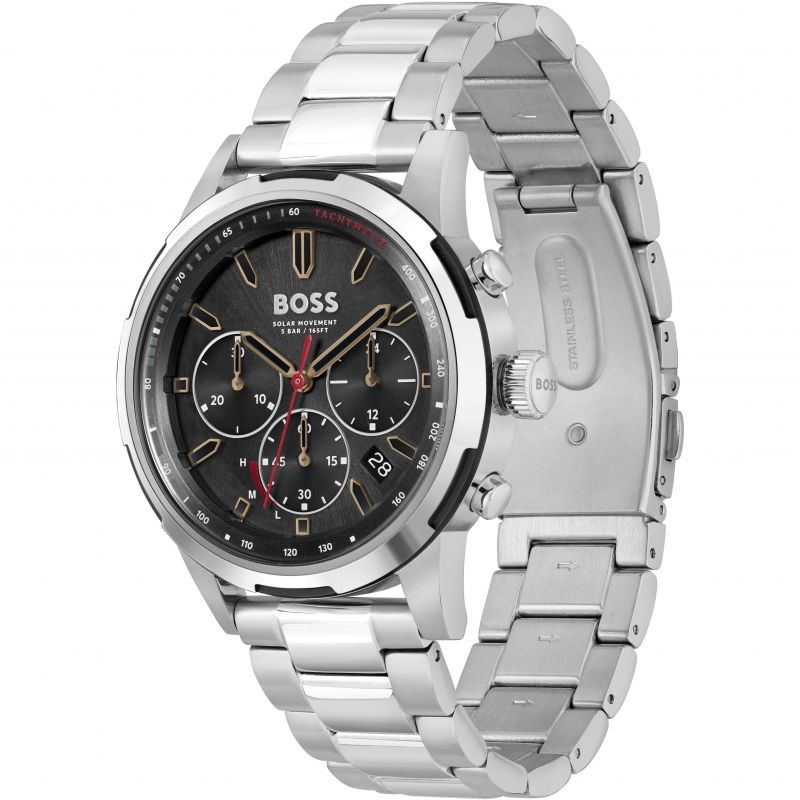 BOSS Solgrade Men's Black Dial Stainless Steel Bracelet Watch