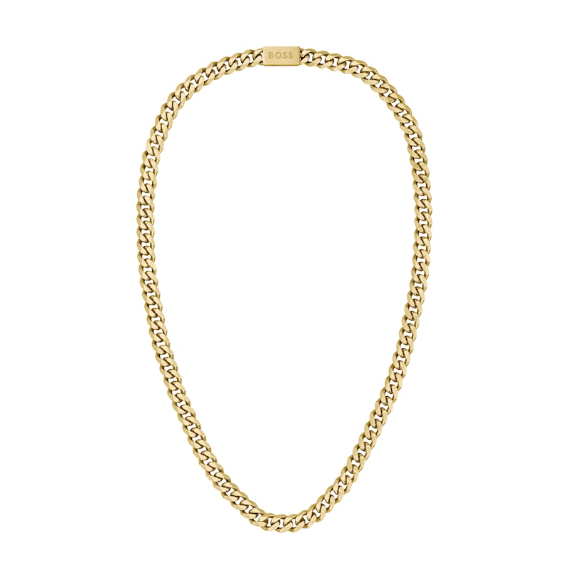 BOSS Men's Gold Plated Stainless Steel Curb Chain