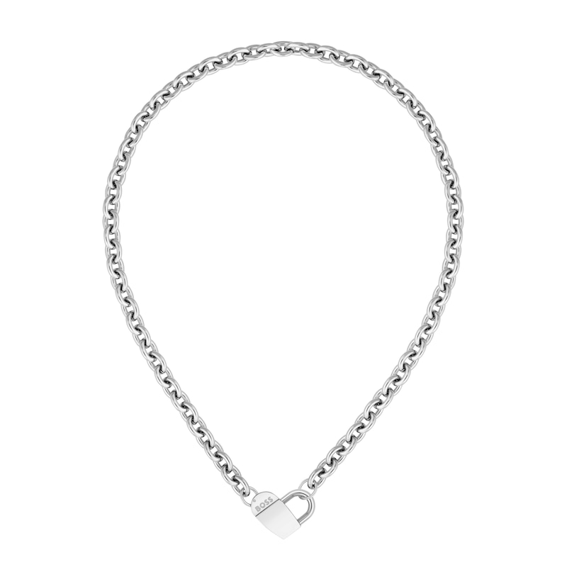 BOSS Dinya Stainless Steel Heart Padlock Necklace