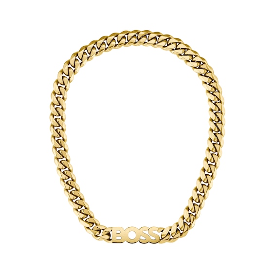 BOSS Kassy Men’s Gold Plated Steel Curb Chain Necklace