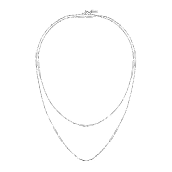 BOSS Laria Stainless Steel Crystal Chain Necklace