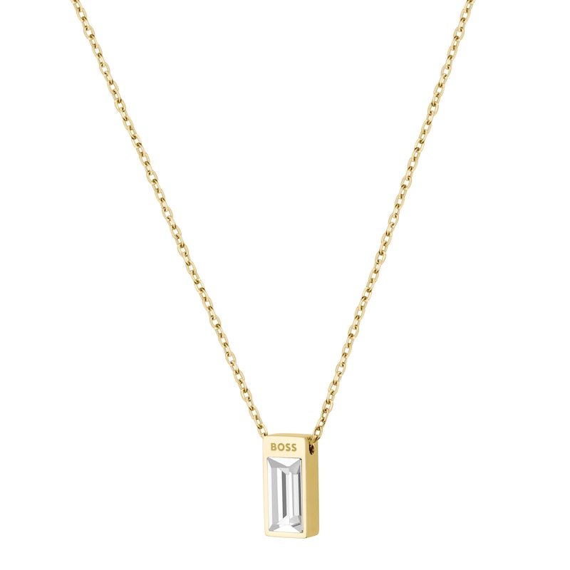 BOSS Clia Gold Plated Crystal Pendant Necklace