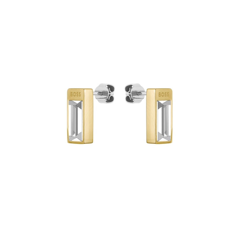 BOSS Clia Gold Plated Crystal Stud Earrings